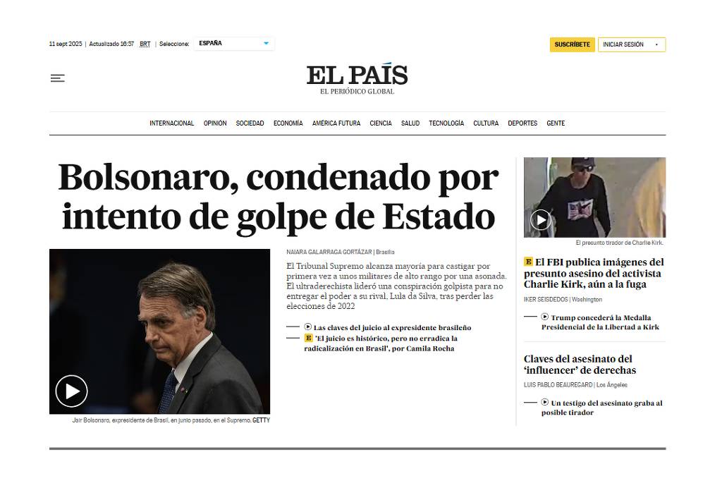 Mundo repercute condenação de Bolsonaro; veja - 11/09/2025 - Mundo