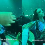 Billie Eilish cai em show após ter braço puxada por fã na grade