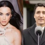 Katy Perry e Justin Trudeau posam ao lado de ex-primeiro ministro do Japão