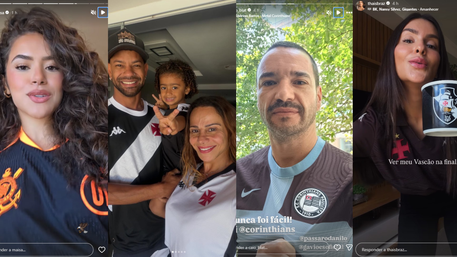 Vasco x Corinthians: Viviane Araujo, Caio Blat e mais famosos postam torcidas para jogo