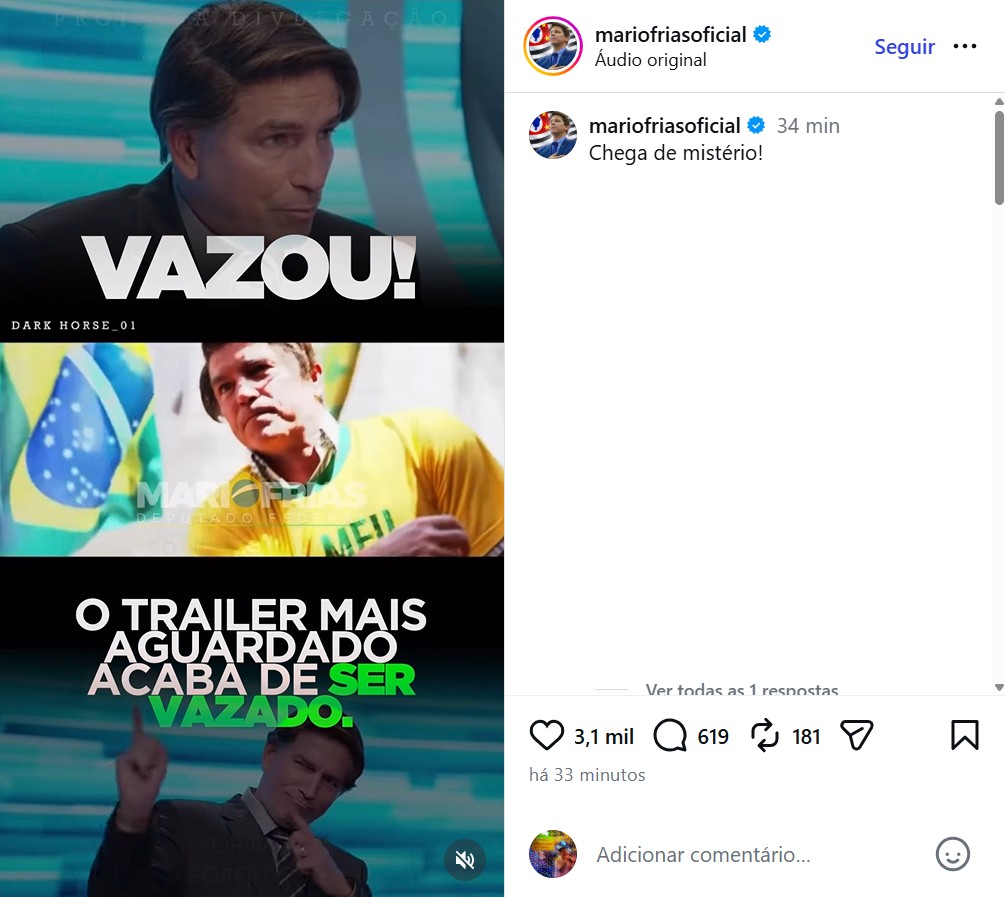 'Dark Horse', filme sobre Jair Bolsonaro, divulga primeiro trailer