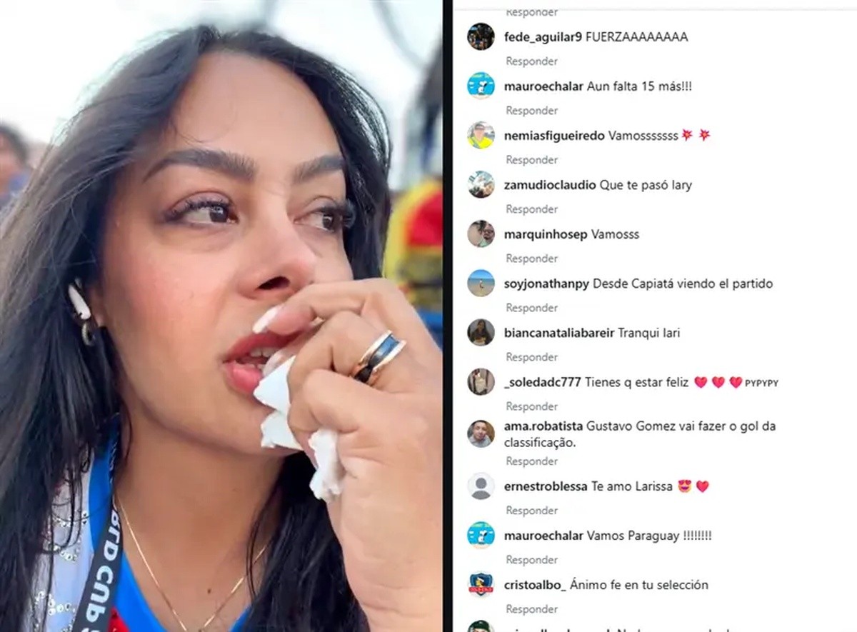 Larissa Riquelme faz live agoniada e com lágrimas nos olhos em prorrogação de Paraguai x Alemanha