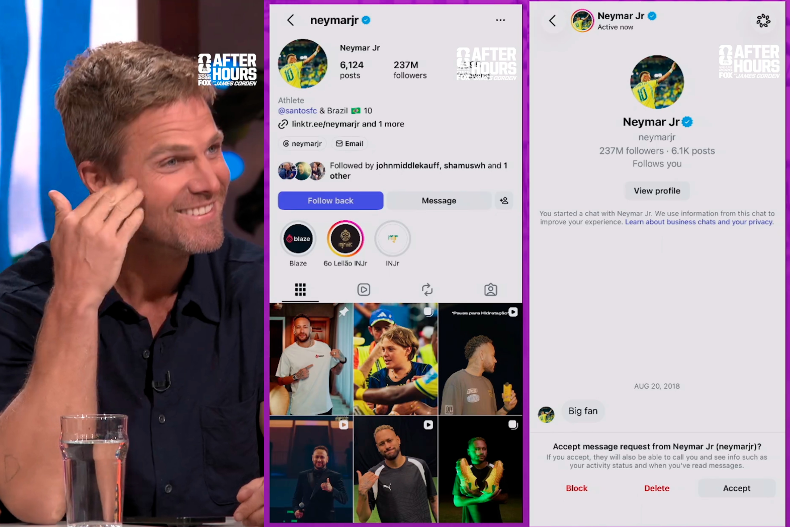 Ator de ‘Arrow’ ignora Neymar por oito anos e recebe Ator de ‘Arrow’ ignora Neymar por oito anos e recebe resposta do jogador ao vivo