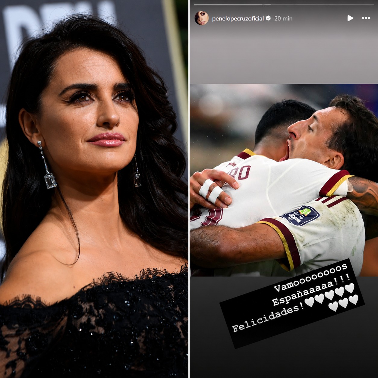 Penélope Cruz vai ao jogo com Javier Bardem e comemora vitória da Espanha sobre a França: 'Felicidades!'