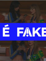 É #FAKE que Taylor Swift e Camila Cabello foram vistas juntas na arquibancada de Brasil x Escócia na Copa; trata-se de montagem