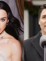 Katy Perry e Justin Trudeau posam ao lado de ex-primeiro Katy Perry e Justin Trudeau posam ao lado de ex-primeiro ministro do Japão